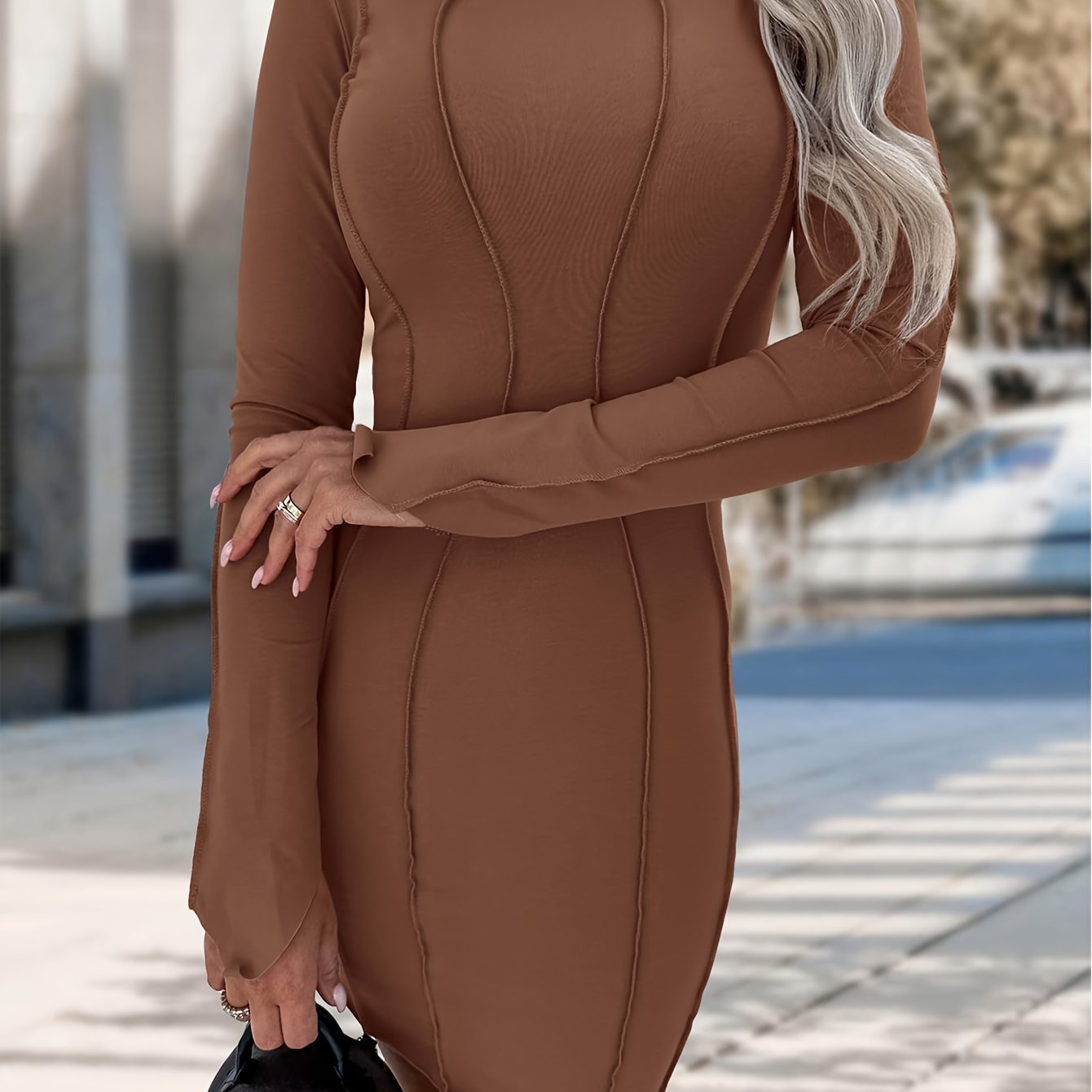 2024 Fall Collection: Women's Long Sleeve Bodycon Mini Dress, Solid Color, Casual Tight Party Club Fashion for Ladies