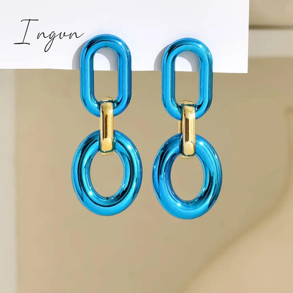 Ingvn - Acrylic Link Drop Earrings Trendy Resin Geometric Chain Pendant Earrings New 2023 Hanging Choker Earrings Fashion Women Jewelry