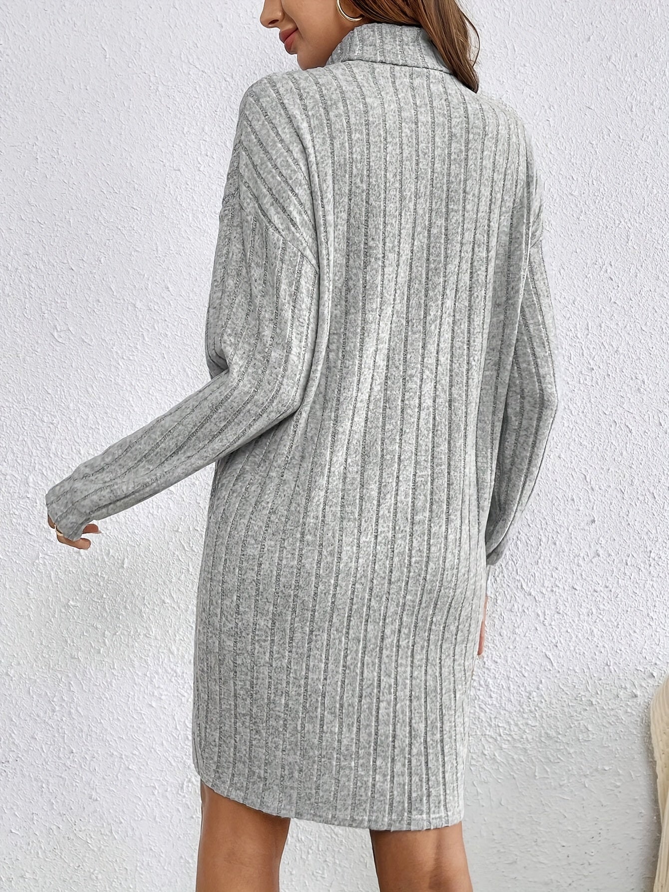 Stylish Turtle Neck Knit Dress - Soft, Elegant, Textured Long Sleeve Design for Spring & Fall, Comfortable Women's Clothing for Everyday Wear