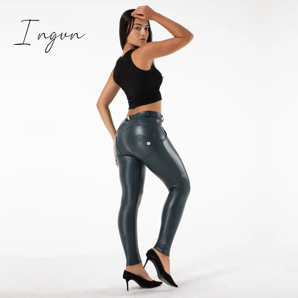 Ingvn - Melody Faux Leather Pants for Women Plus Sizes Skinny Leggings Latex Pencil Pu Pants Women's Clothing Fashion
