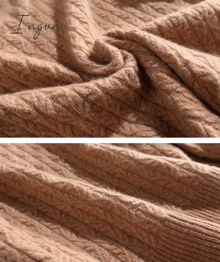 Ingvn - 100% Merino Wool Cashmere Sweater Women Winter Warm O-Neck Long Sleeve Ladies Pullover knitted Autumn Jumper Vintage Sweater