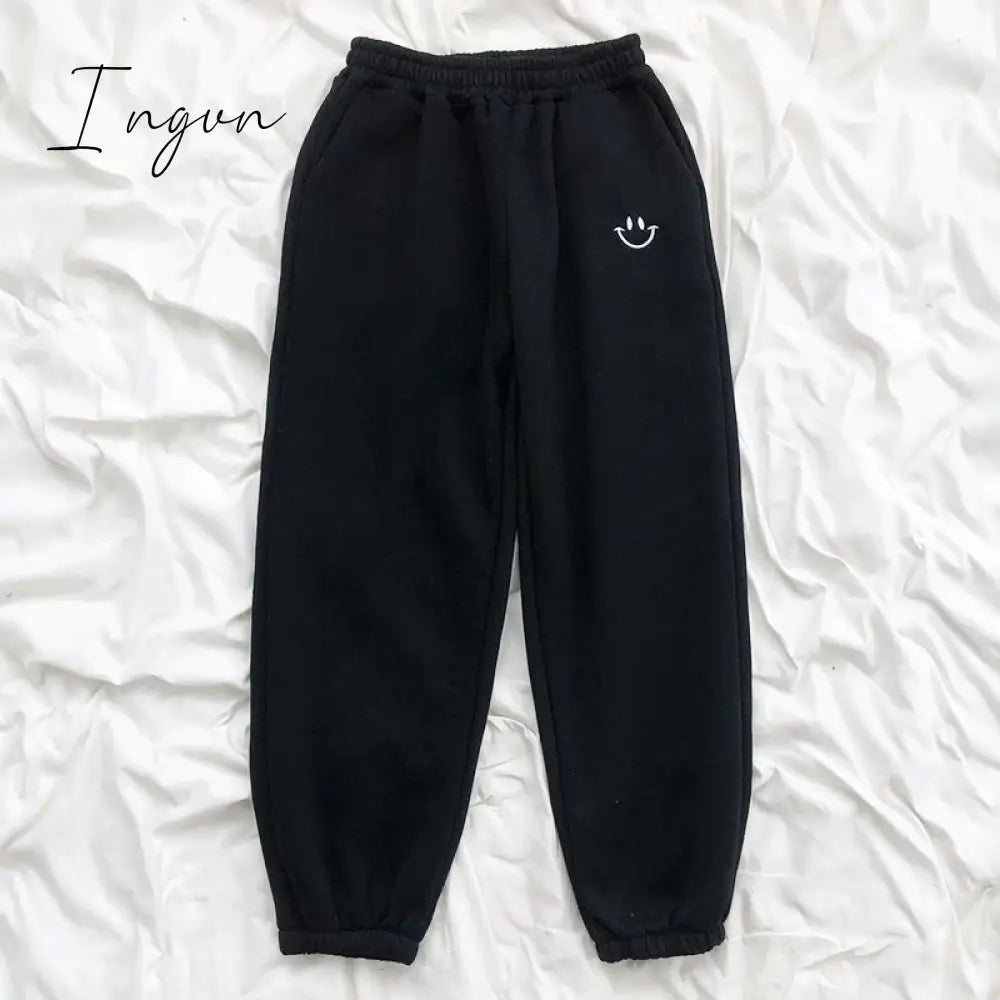 Ingvn - Smiley Face Embroidery Sweatpants