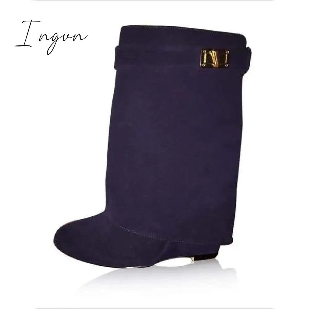 Ingvn - Stylish Faux Leather Hidden Heel Tall Boots