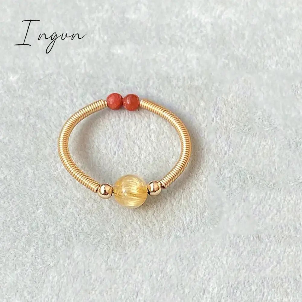 New Fashion Simple Colorful Crystal Natural Stone Opening Ring for Women Exquisite Copper Ring Sweet Elegant Party Jewelry