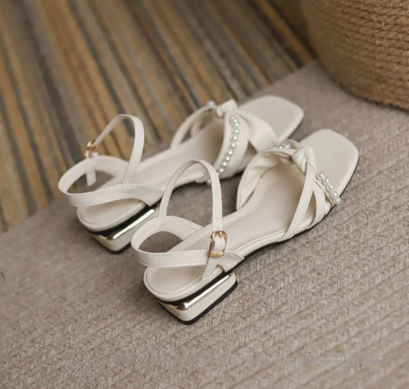 Ingvn  Summer  Thick Heel Block Sandals for Women Chunky Open Toe Outdoor Ladies Shoes with Low Heels Footwear Bow Comfort F Sale H