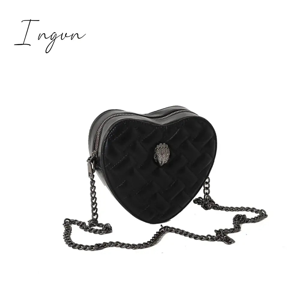 Ingvn - Women Simple Handbag Colorful Heart Shaped Bag 2024 Ladies Metal Shoulder Strap Crossbody Bag Eagle Pattern Design Rainbow Bag