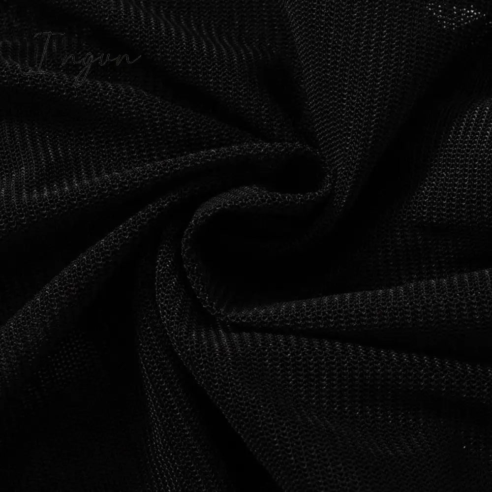 Ingvn - New Sexy See-through Black High Waist Long Trousers Casual Sweatpants Women Autumn Elastic Pencil Pants Mesh Leggings