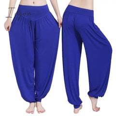 Ingvn - Women Harem Pants Casual Loose Cotton Solid Elastic Waist Wide Leg Pants Plus Size Loose Long Bloomers Trousers 15 Colors