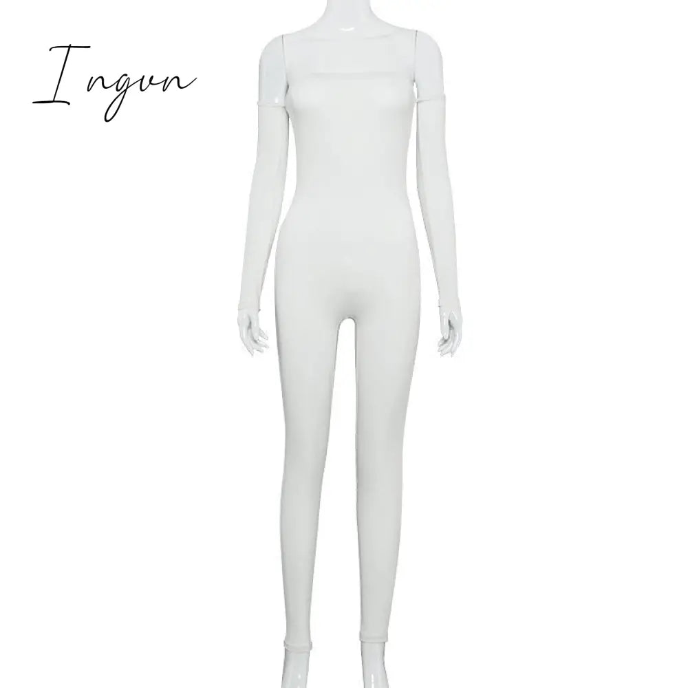 Ingvn - Trends long sleeve slash neck sexy bodycon jumpsuit autumn winter women fashion streetwear outfits stretchy jumper