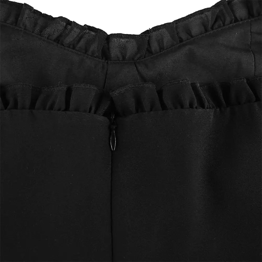 Ingvn - Sweetown Dark Academia Gothic Dresses Women Chiffon Ruffles Black E Girl Clothes Sleeveless V Neck Lace Up Mini Dress Summer