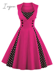 Ingvn - S-4XL Women Robe Retro  Vintage Dress 50s 60s Rockabilly Dot Swing Pin Up Summer Party Dresses Elegant Tunic Vestidos Casual