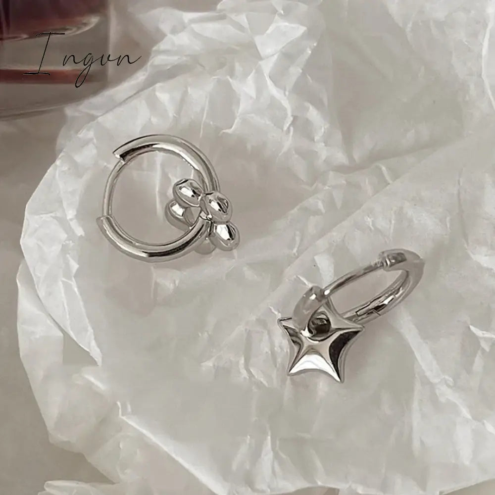 Korean Fashion Geometric Earrings Asymmetric Flower Star Earrings for Women Men Hip Hop Earrings Jewelry Accessories Gift