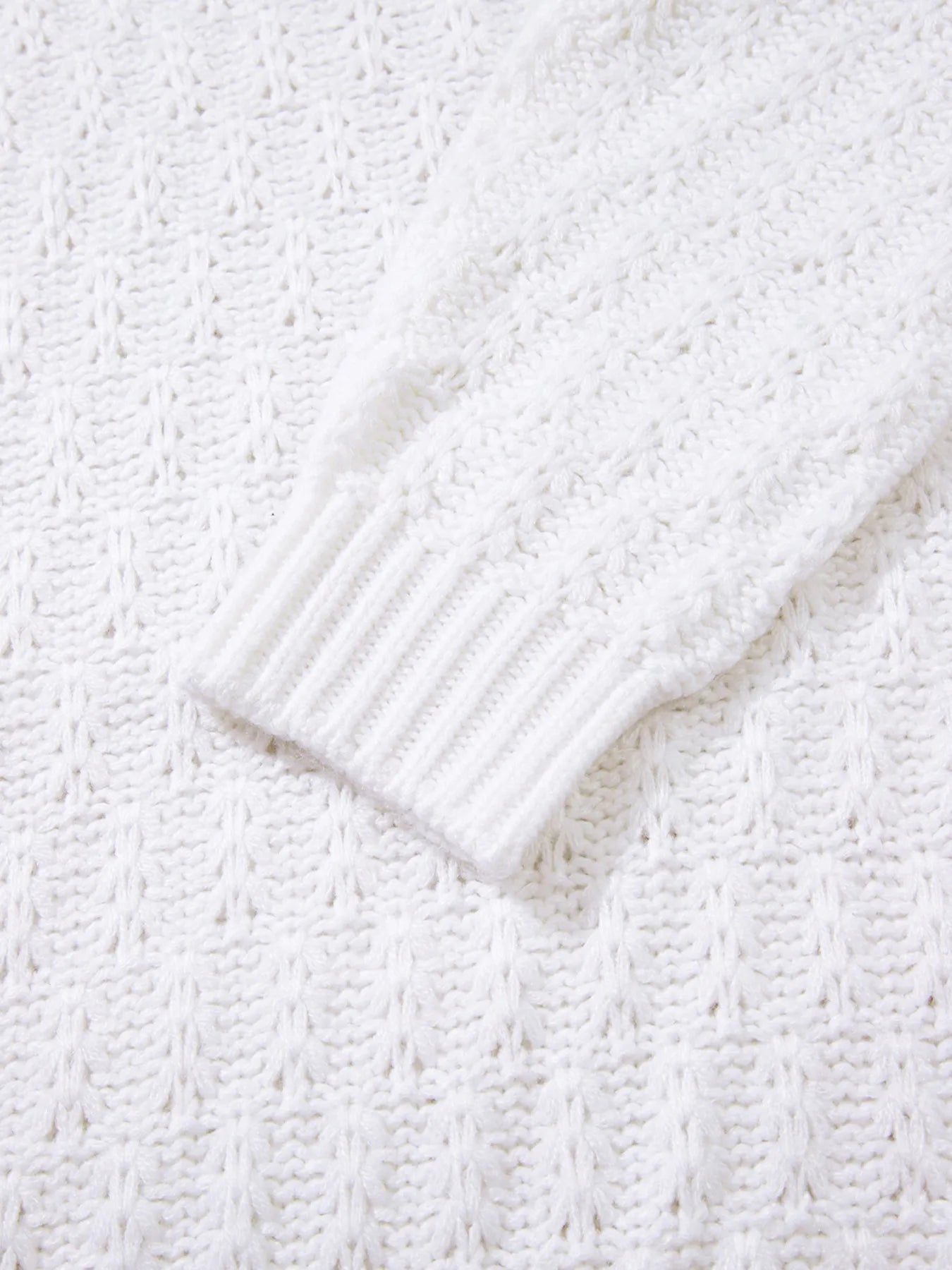 Textured Knit Ribbed Edge V Neck Loose Sweater