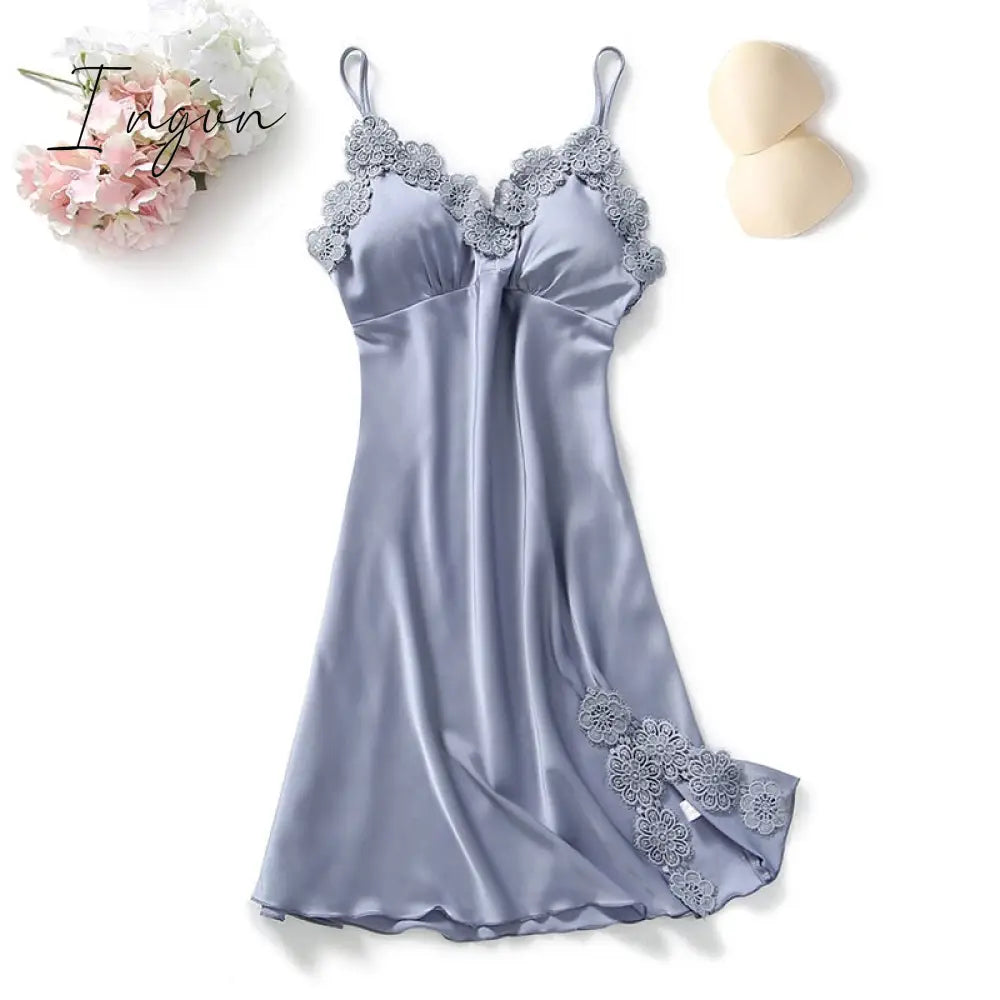 Ingvn - Yellow Robes Suit Autumn Women Nightgown Sets 2 Pieces Nightdress Bathrobe With Chest Pad Female Satin Kimono Bath Gown Sleepwea