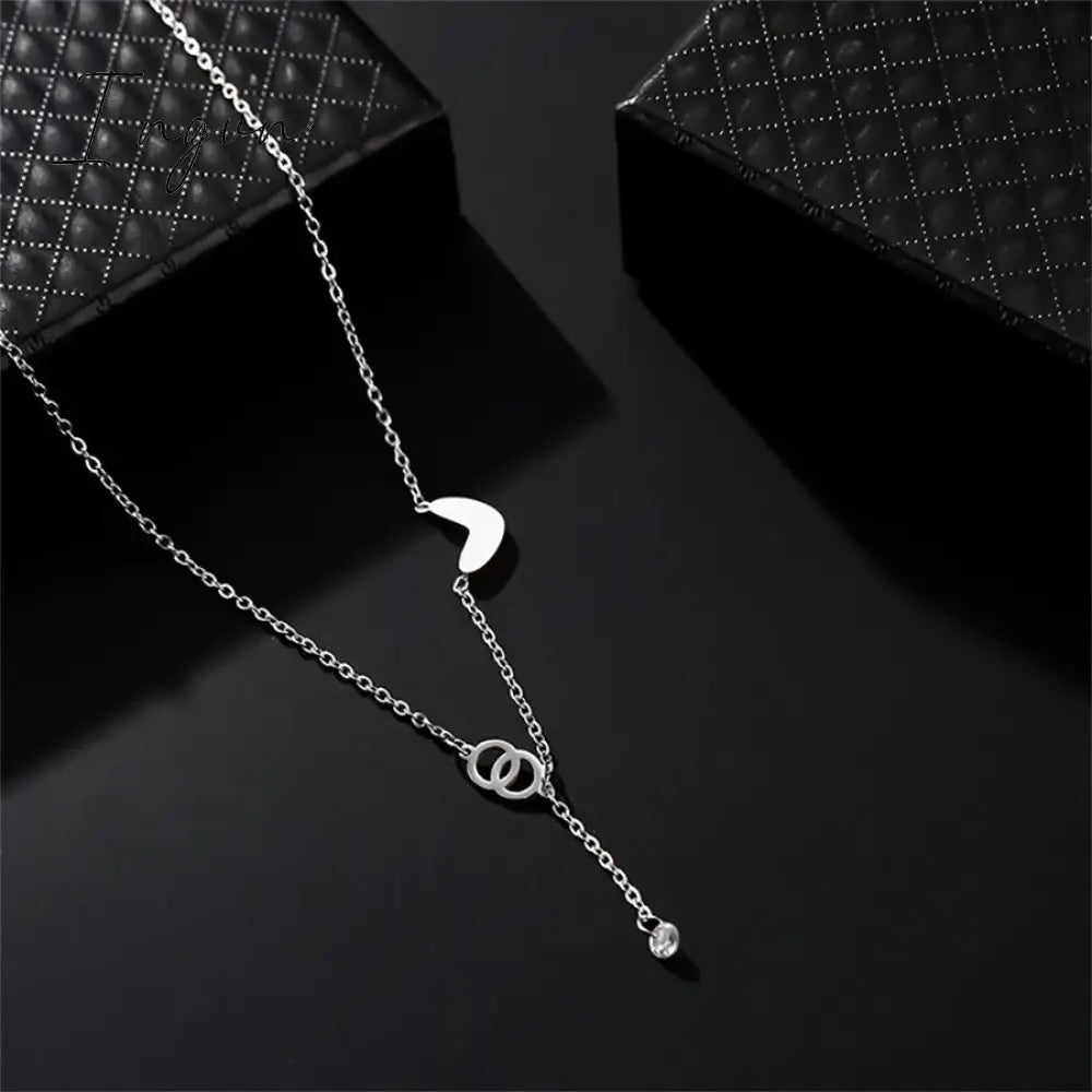 New Fashion Simple Golden Heart Pendant Zircon Tassel Adjustable Necklace for Women Sweet Elegant Party Jewelry Gifts