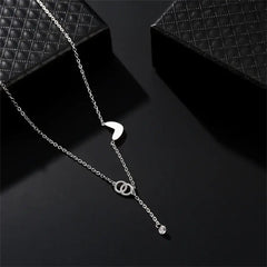 New Fashion Simple Golden Heart Pendant Zircon Tassel Adjustable Necklace for Women Sweet Elegant Party Jewelry Gifts