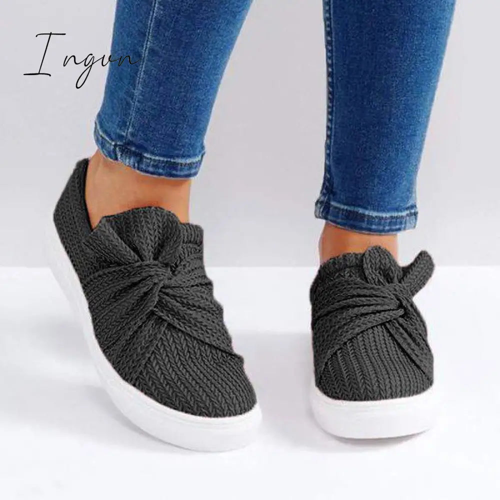 Ingvn - Women Knitted Twist Slip On Sneakers