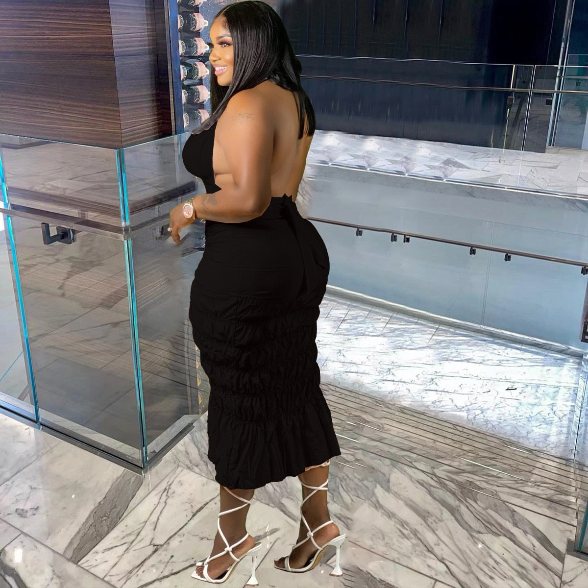 Summer Beach Style Two Piece Set Women Fashion Sexy Printed Off The Shoulder Tube Top Fold Lace-up Slit Skirt 2 Piece Suit Women