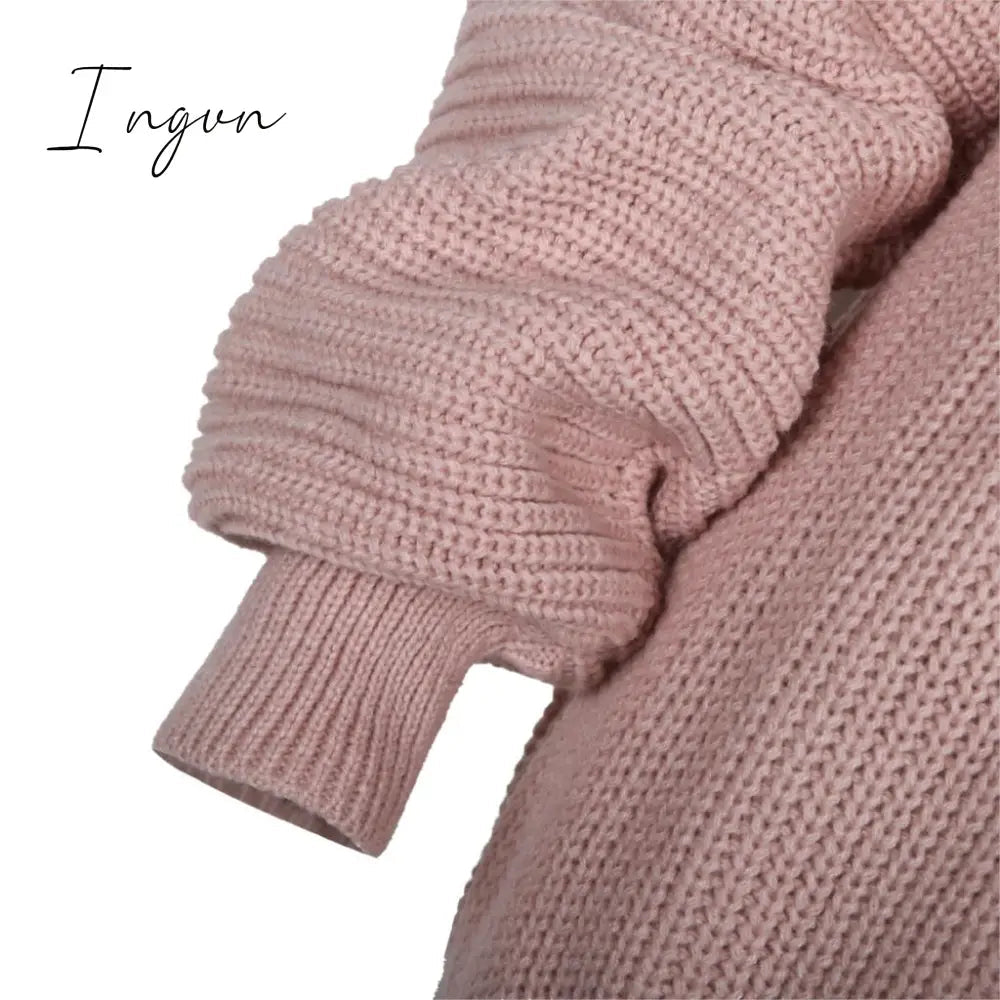 Ingvn - The hottest ladies casual off-shoulder lantern sleeve knitted sweater dress