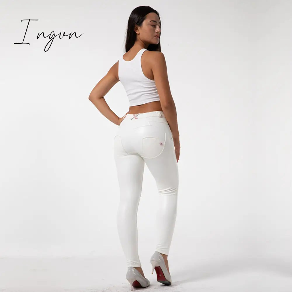 Ingvn - Melody Faux Leather Pants for Women Plus Sizes Skinny Leggings Latex Pencil Pu Pants Women's Clothing Fashion