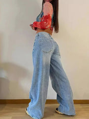 Ingvn   Vintage Blue Jeans for Women  Summer Fashion Egirl Streetwear y2k Wide Leg Pants Women's High Waisted Baggy Jeans