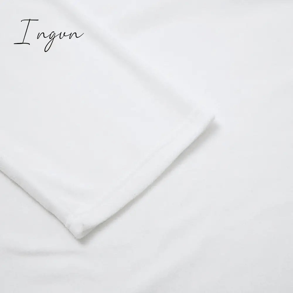 Ingvn - Women's  Lounge Sets 2 Pieces Solid Color Fleece Pajama V Neck Long Sleeve for Fall Winter White S 3XL