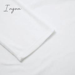 Ingvn - Women's  Lounge Sets 2 Pieces Solid Color Fleece Pajama V Neck Long Sleeve for Fall Winter White S 3XL
