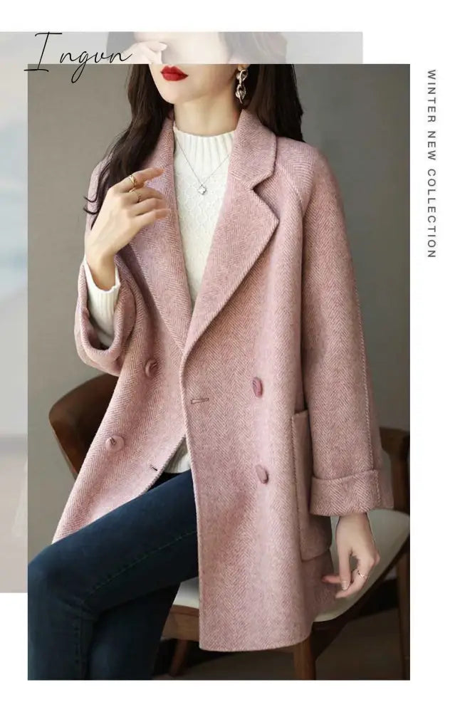 Ingvn - Autumn And Winter New Fashion Women's Jacket Loose Leisure All-Match Western Style High-End Woolen Female Coat