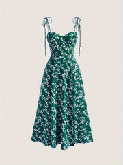 Chic Summer A-line Floral Dress with Sweetheart Neck - Strapless, Easy Maintenance, Women's Non-Sheer Cami Style