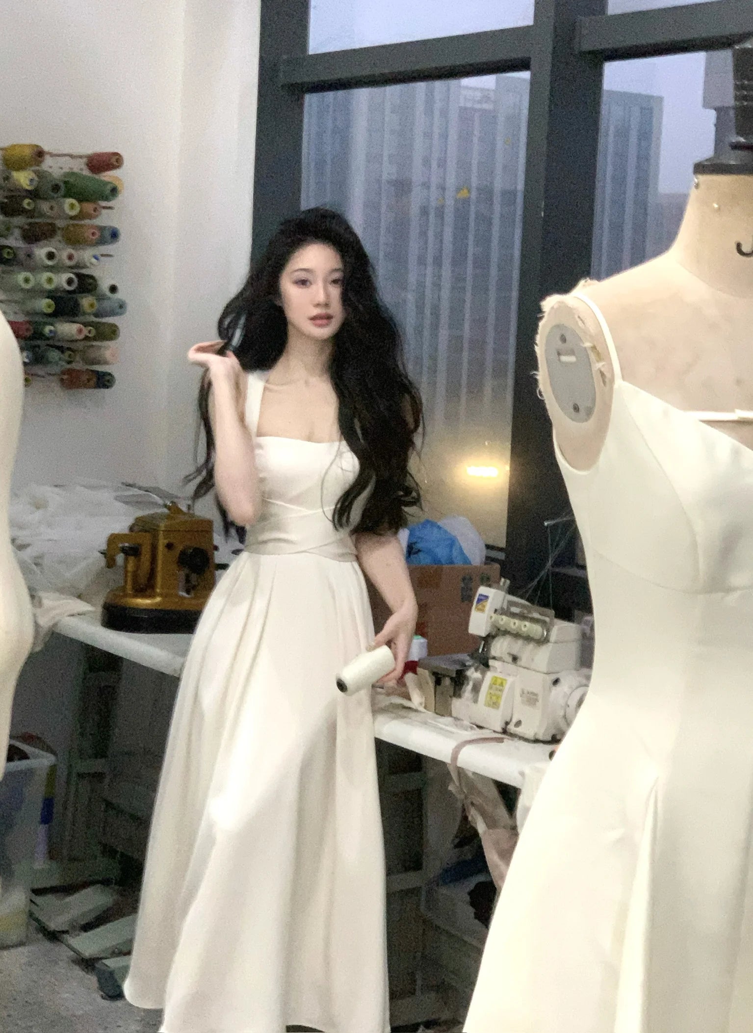 Korean Elegant Evening Party Midi Dresses for Women Summer New Fashion Slim Sleeveless Bandage Casual Female Clothing Robe
