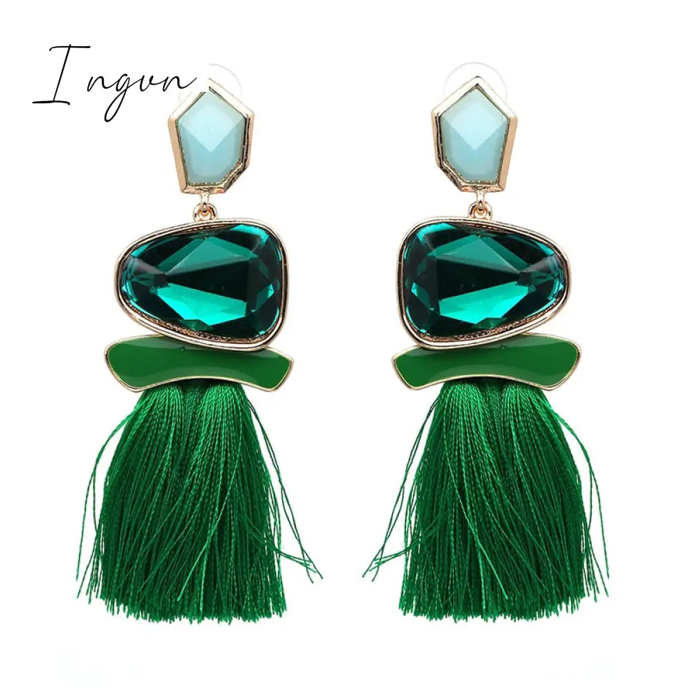 Ingvn - New Fringed Statement Drop Earrings Wedding Tassel Multicolored Hot Fashion STUD Earrings Jewelry Women 2023 Trend