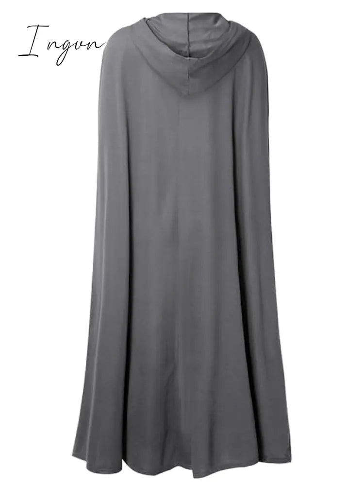 Ingvn - Women's Coat Cloak / Halloween Capes Long Layered Coat Green Black Blue Gray Stylish Christmas Fall Single Breasted Crewneck Loose S M L XL / Winter