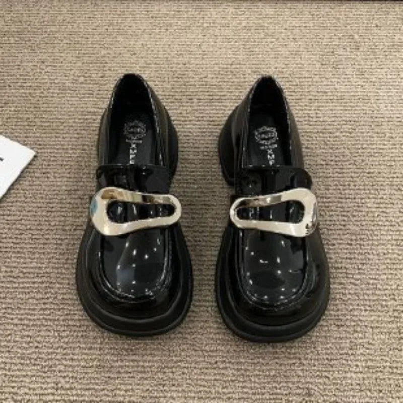 Platform Loafers Women Shoes College Style Thick Sole Round Toe Single Shoes Loafers Women Luxury Designer Pumps Vintage Shoes