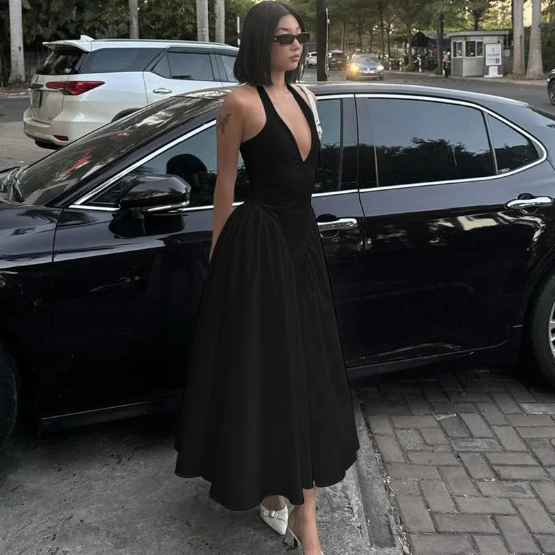 Ladies Summer Evening Party New Fashion Dress Women Sleeveless Backless V-Neck Sexy Maxi Dresses Night Clubwear Female Outfits