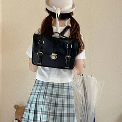 INGVN  Japanese Vintage Solid Preppy Backpacks Girls Casual Students All Match Simple Shoulder Bags Women Trendy Y2k Fashion Handbags