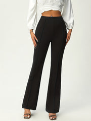 Elegant Women's High Waist Solid Flare Leg Pants for Work & Office, Stretchy and Comfortable