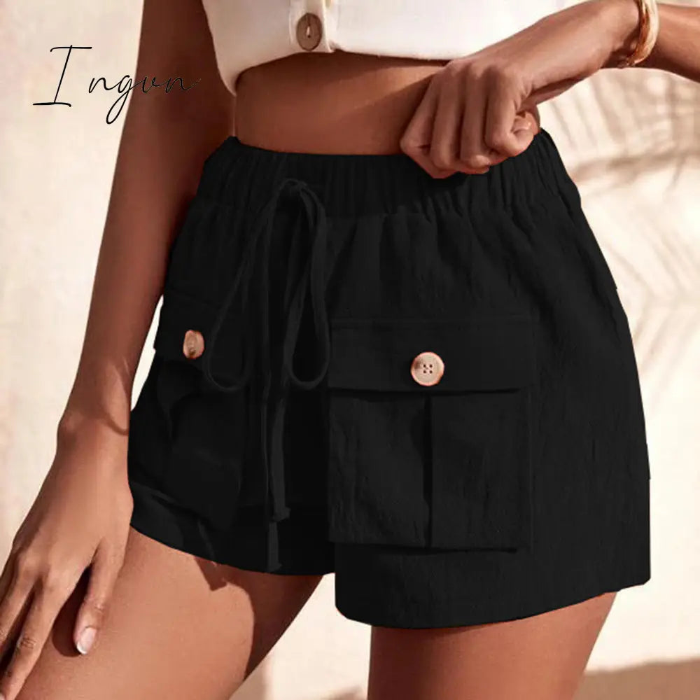 Ingvn - Tie Waist Cargo Shorts