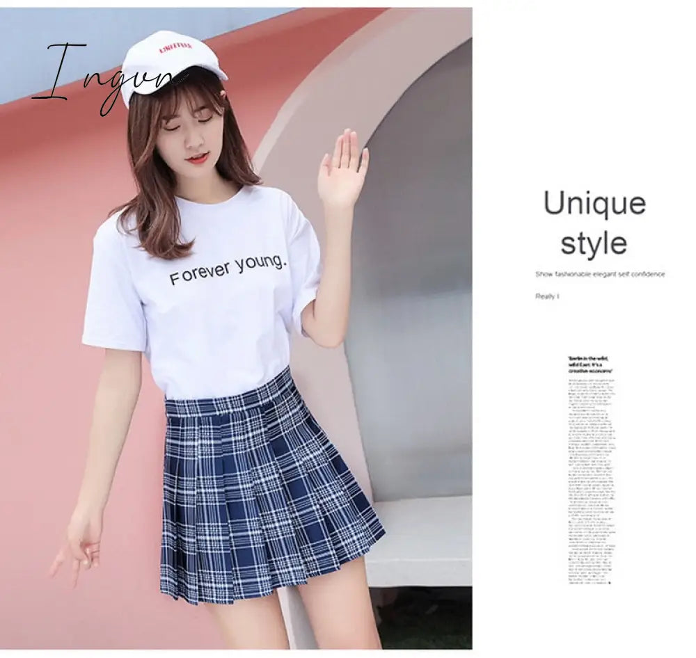Ingvn - Fashion Kawaii Summer Women Skirts High Waist Cute Sweet Girl's Pleated Skirt Korean Style Mini Skirts for Women