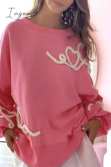 Casual Sweet Geometric Patch O Neck Tops