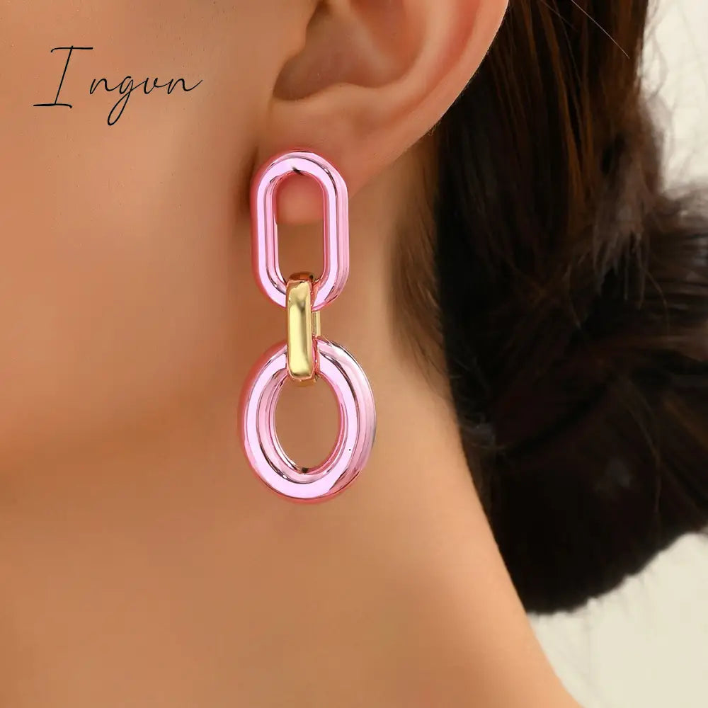Ingvn - Acrylic Link Drop Earrings Trendy Resin Geometric Chain Pendant Earrings New 2023 Hanging Choker Earrings Fashion Women Jewelry