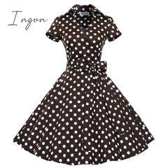 Ingvn - Audrey Hepburn Summer Dress Women Polka Dot Vintage Swing Robe Rockabilly Housewife Retro 50s Pinup Dresses Vestidos