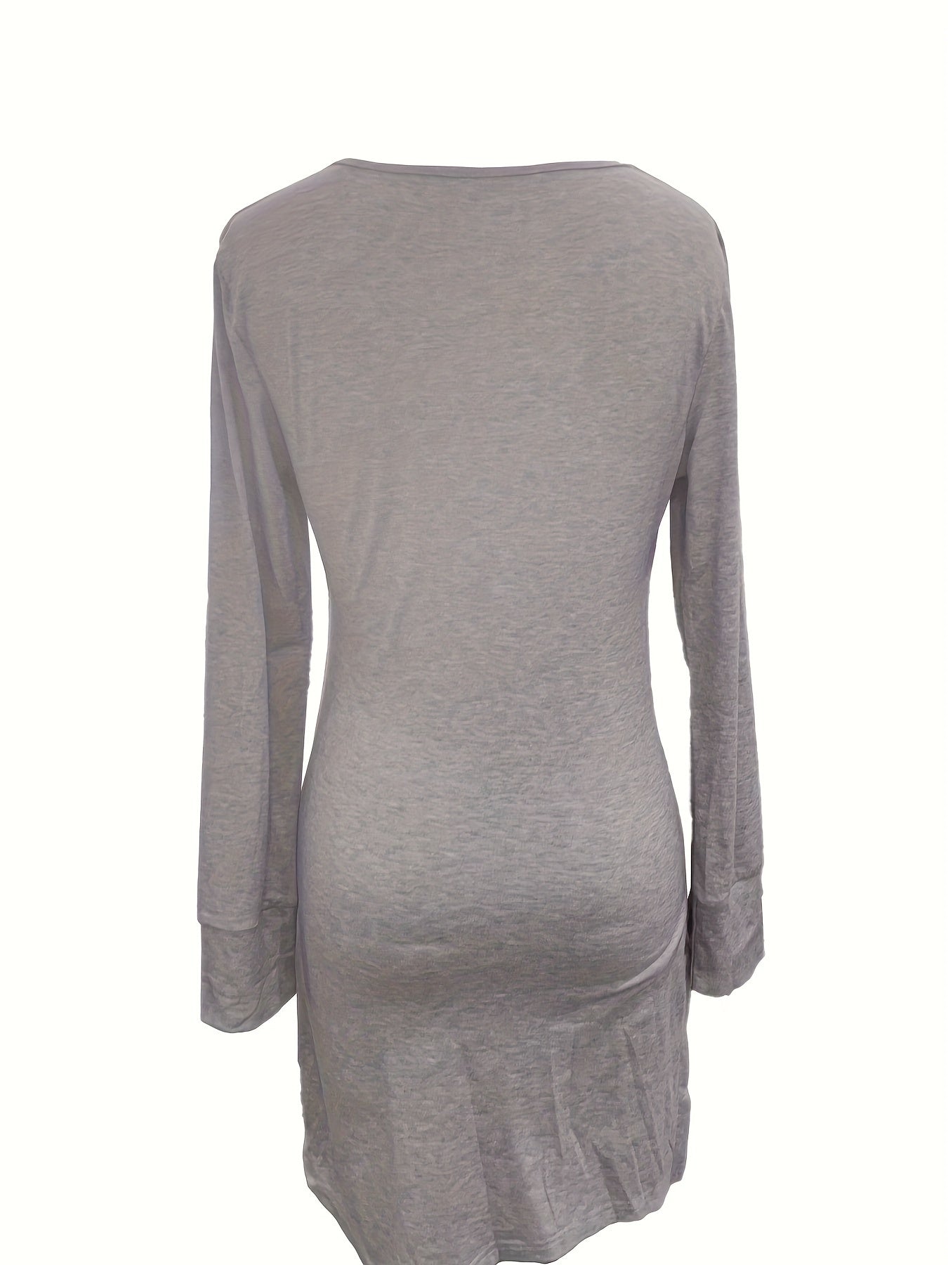 Solid Cowl Neck Bodycon Dress, Elegant Long Sleeve Asymmetrical Dress, Women's Clothing