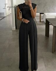 Ingvn - White Long Trouser Wide Leg Jumpsuits Pant Ladies Fashion Loose Casual Lace Jumpsuit Female Clothing Sleeveless Club