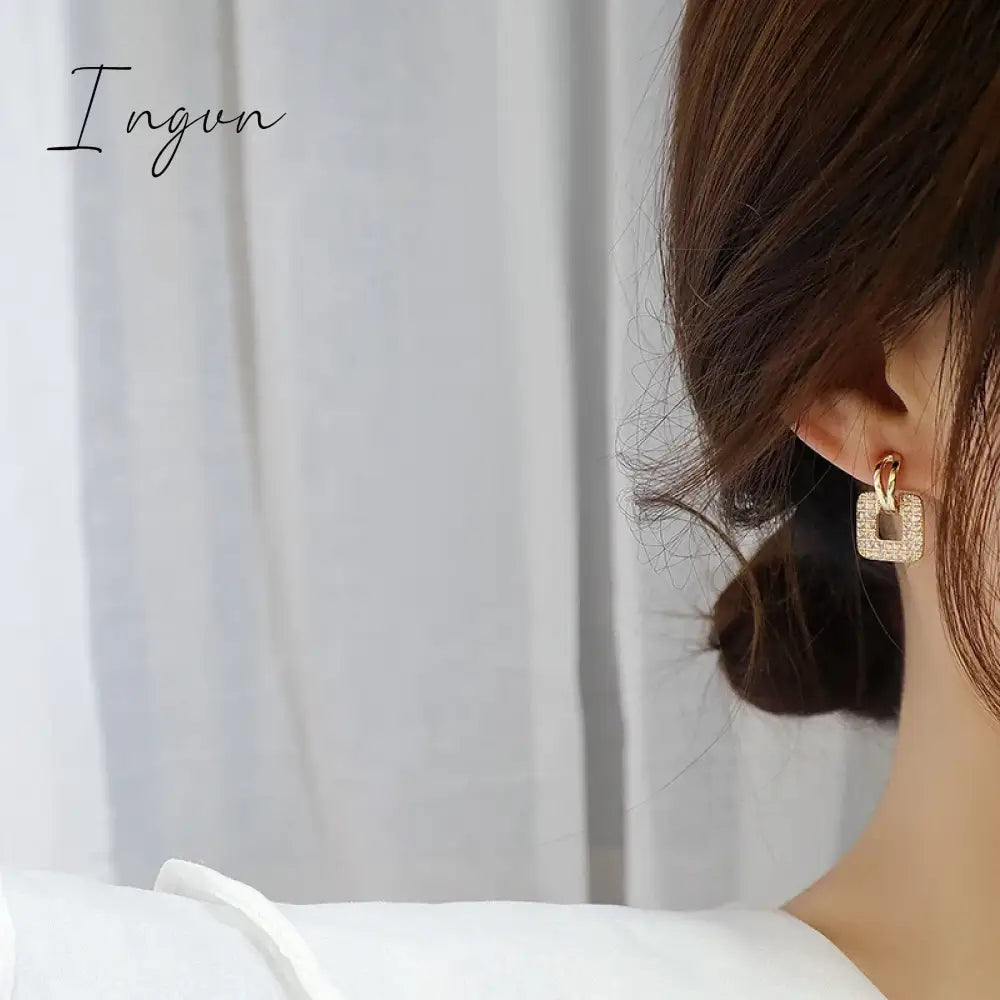 Hot Sale Exquisite Luxury Zircon Stud Earrings For Women AAA Zircon Shiny Rhinestone Geometrical Earring Party Wedding Jewelry