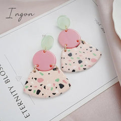 Ingvn - Korean Style Dangle Drop Earrings For Women Pink Color Arcylic Geometric Cute Pendant Earrings 2023 Trend Brincos Jewelry Gifts