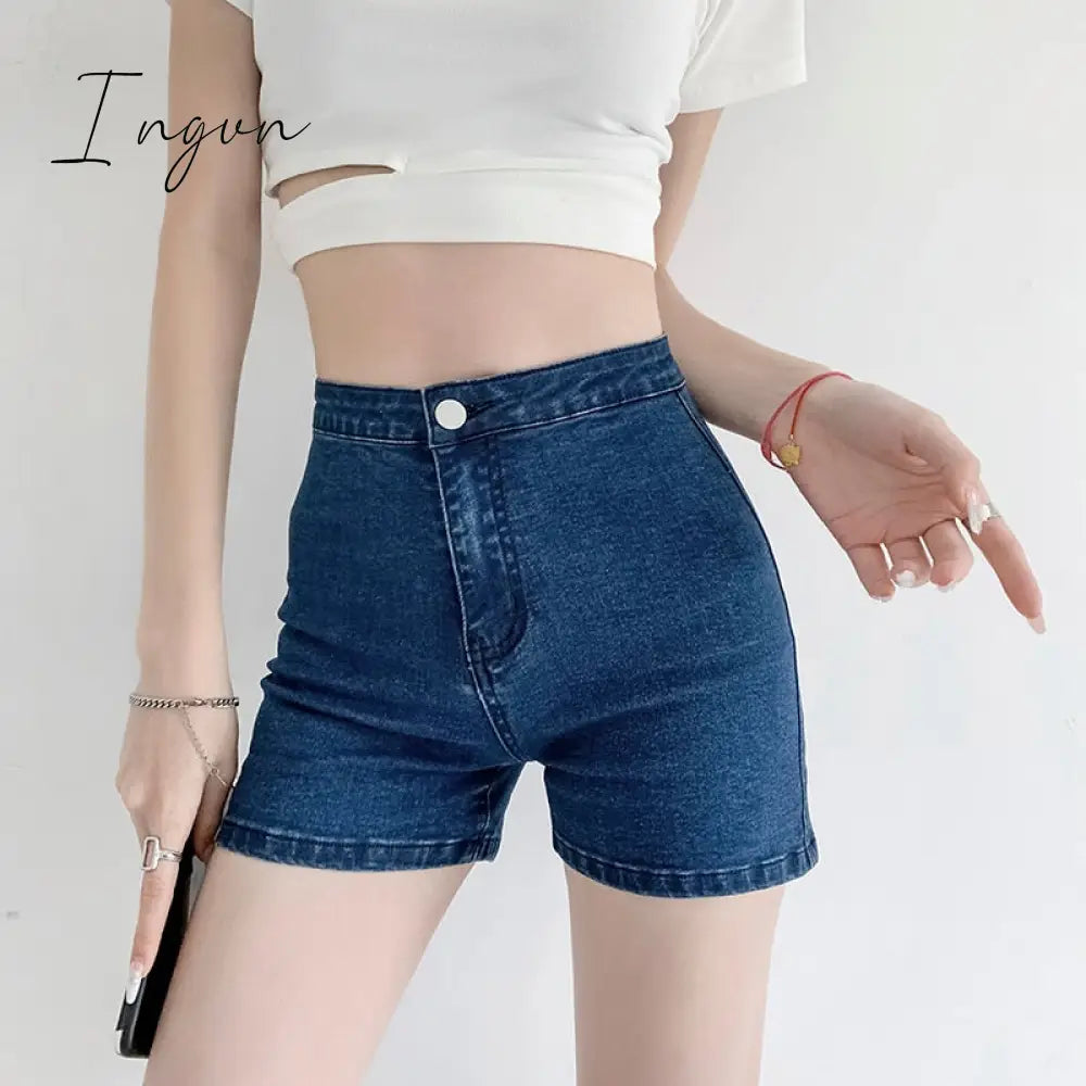 Ingvn - Women Shorts Sexy Jeans Peach 2023 Summer New Mini Elegant Lady Skinny Denim Shorts Female Casual Cycling Short Harajuku