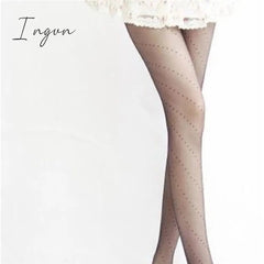 Ingvn - New Women Tights Black Dots Heart Pattern Whole Seamless Sexy Tights Female Ladies Thin Summer Tights Fashion