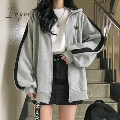 Ingvn - Oversized Hoodies Women Casual Long Sleeve Loose Sweatshirts Female Harajuku Street Boyfriend Style Sweatshirt Fleece Clothes