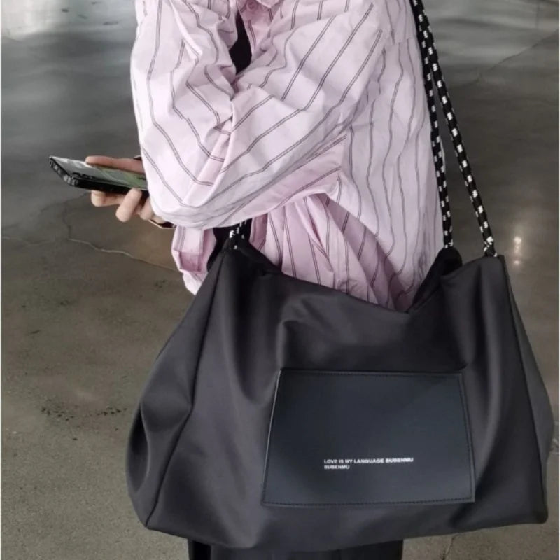 INGVN  Trendy High-capacity Simple Japanese Gym Bag Vintage All Match Y2k Aesthetic Women's Handbags Korean Casual Sports Shoulder Bags