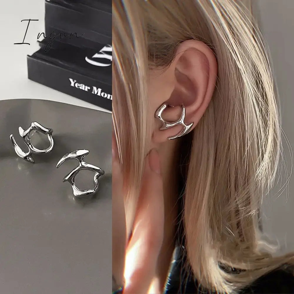 Y2K Metal Hollow Irregular Stud Earrings for Women Vintage Harajuku Goth Earrings Trend Korean Fashion Egirl Aesthetic Jewelry